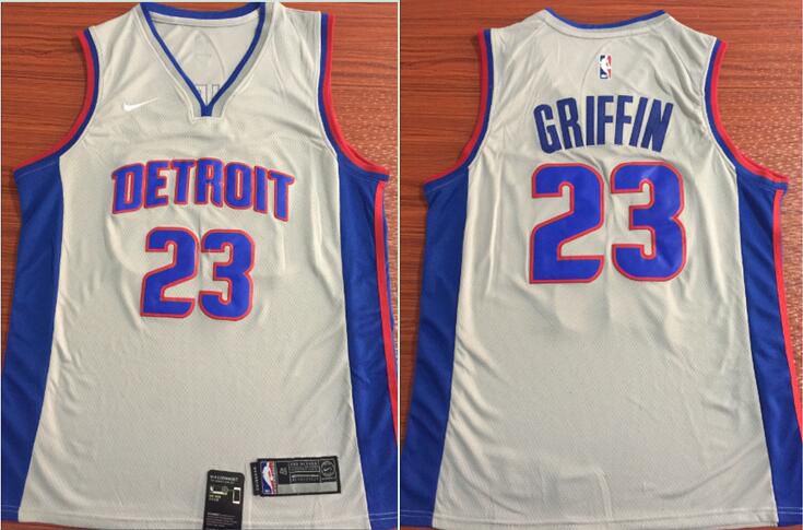 Men Detroit Pistons 23 Griffin White Nike Game NBA Jerseys